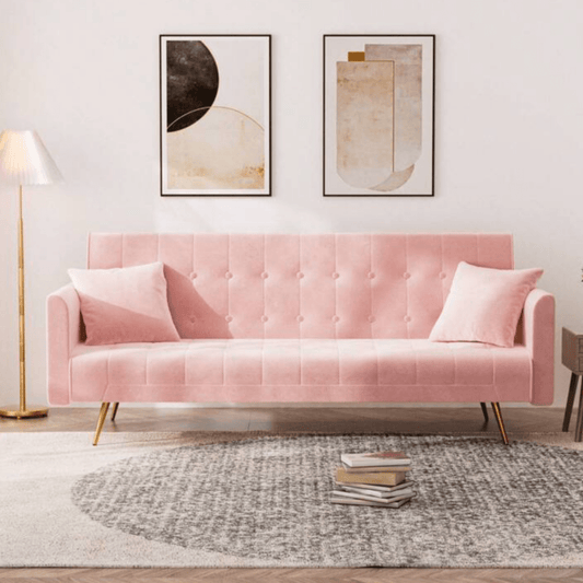 pink velvet loveseat