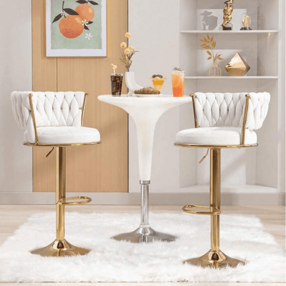 beige velvet bar stools gold legs set of 2