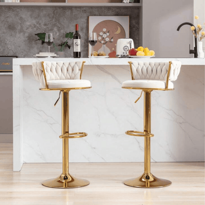 beige velvet bar stools set of 2