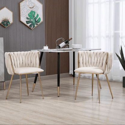 beige velvet chairs set of 2 with gold leg