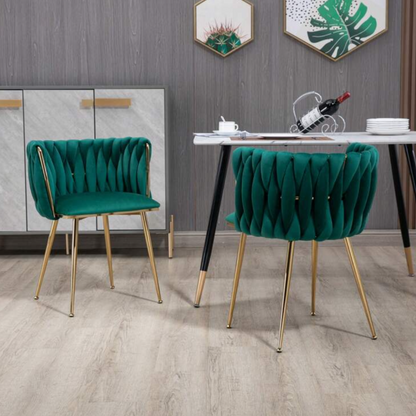 green velvet dining chair set of 2