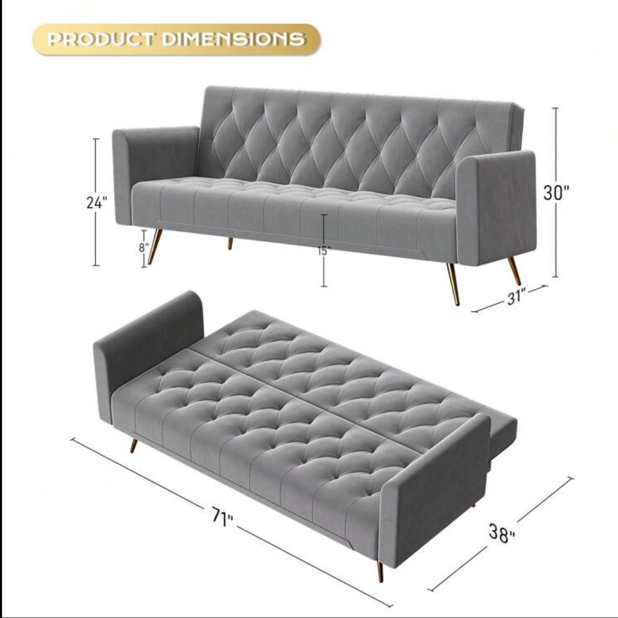 grey velvet couch adjustable