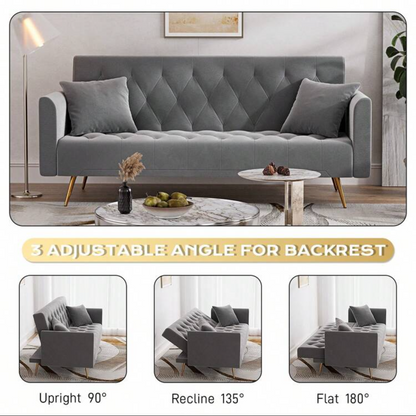 grey velvet couch adjustable backrest