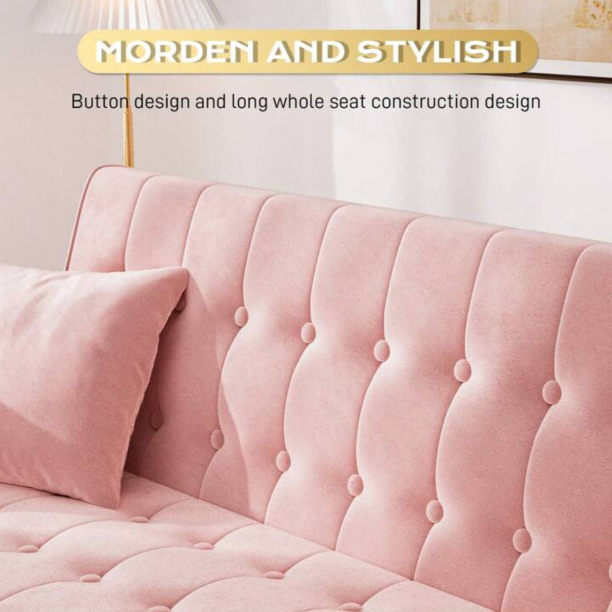 modern stylish pink velvet loveseat