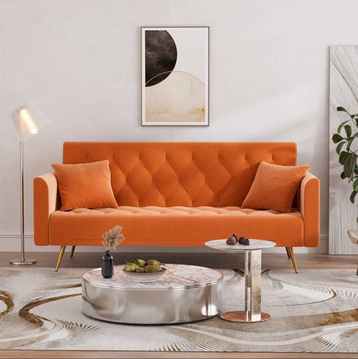 orange futon couch