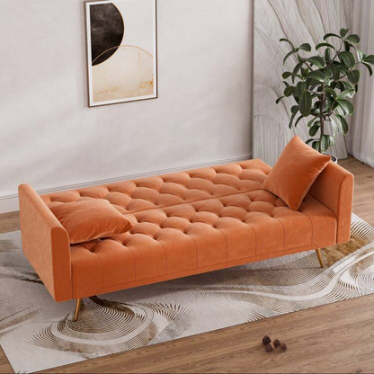 orange futon couch adjustable backrest