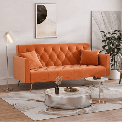 orange futon couch velvet loveseat for home