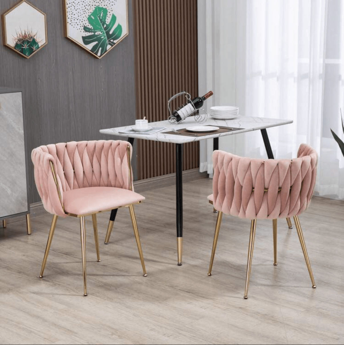 pink velvet dining chair gold legs set of 2 