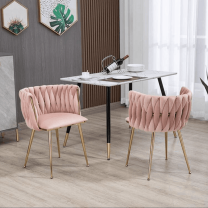 pink velvet dining chair gold legs set of 2 
