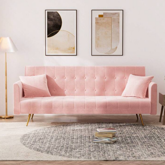 pink velvet loveseat 