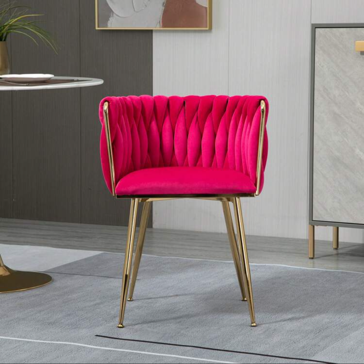 rose red velvet dining chair gold leg