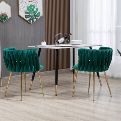 set of 2 dark green velvet chairs