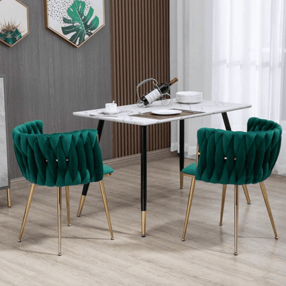 set of 2 dark green velvet dining chairs