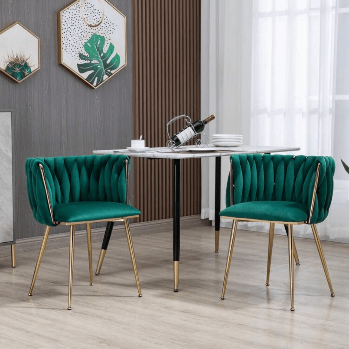 set of 2 green velvet dining chairs luxury furniture