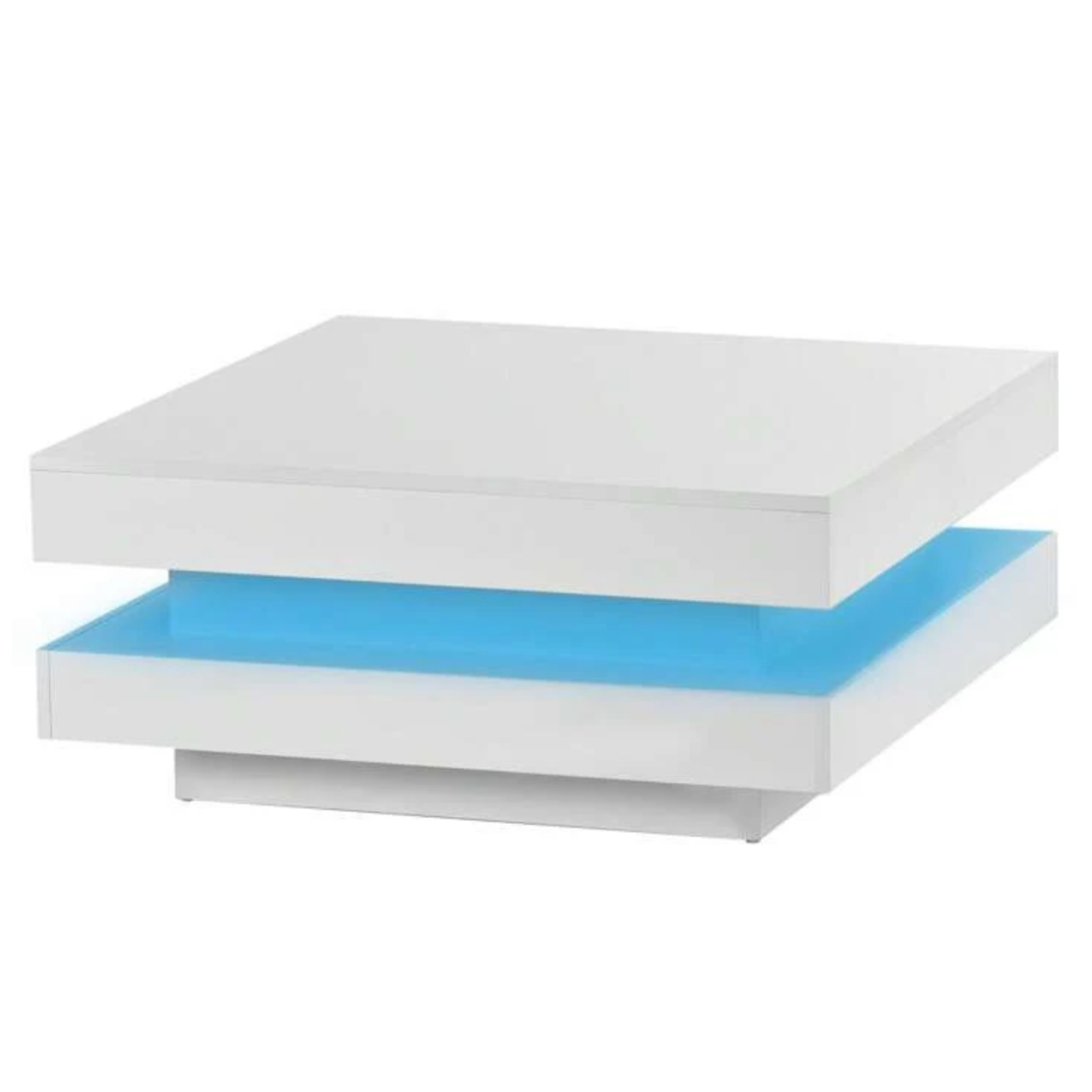 square coffee table white with led light