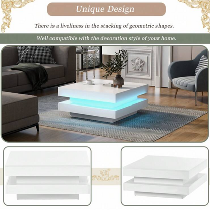 unique coffee table white with led lights