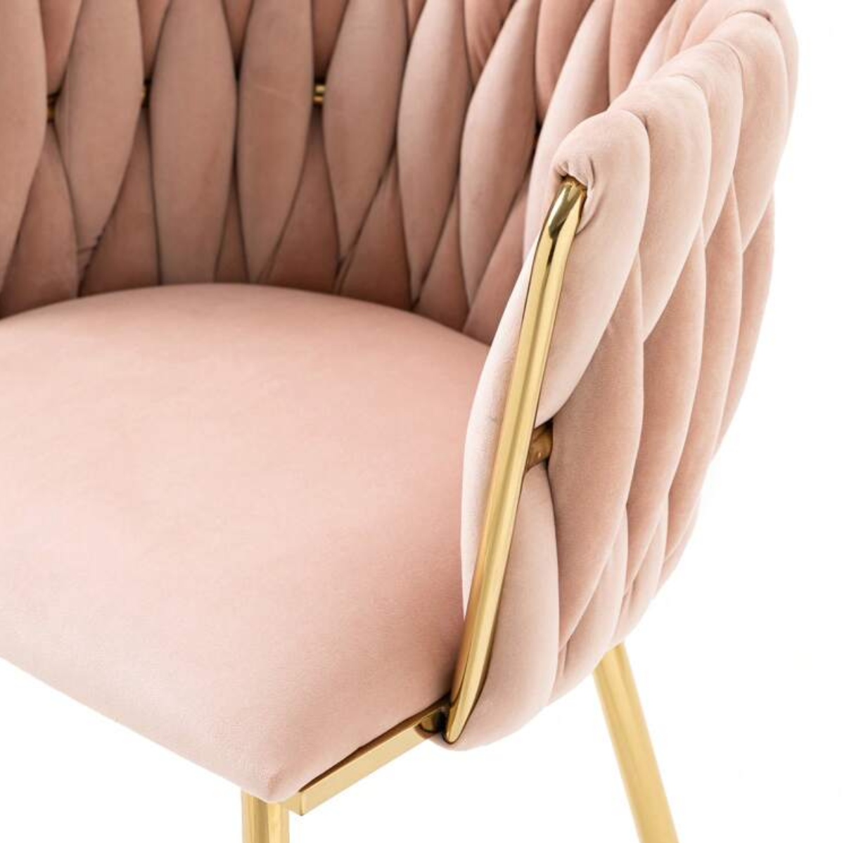 velvet chair pink with gold accents